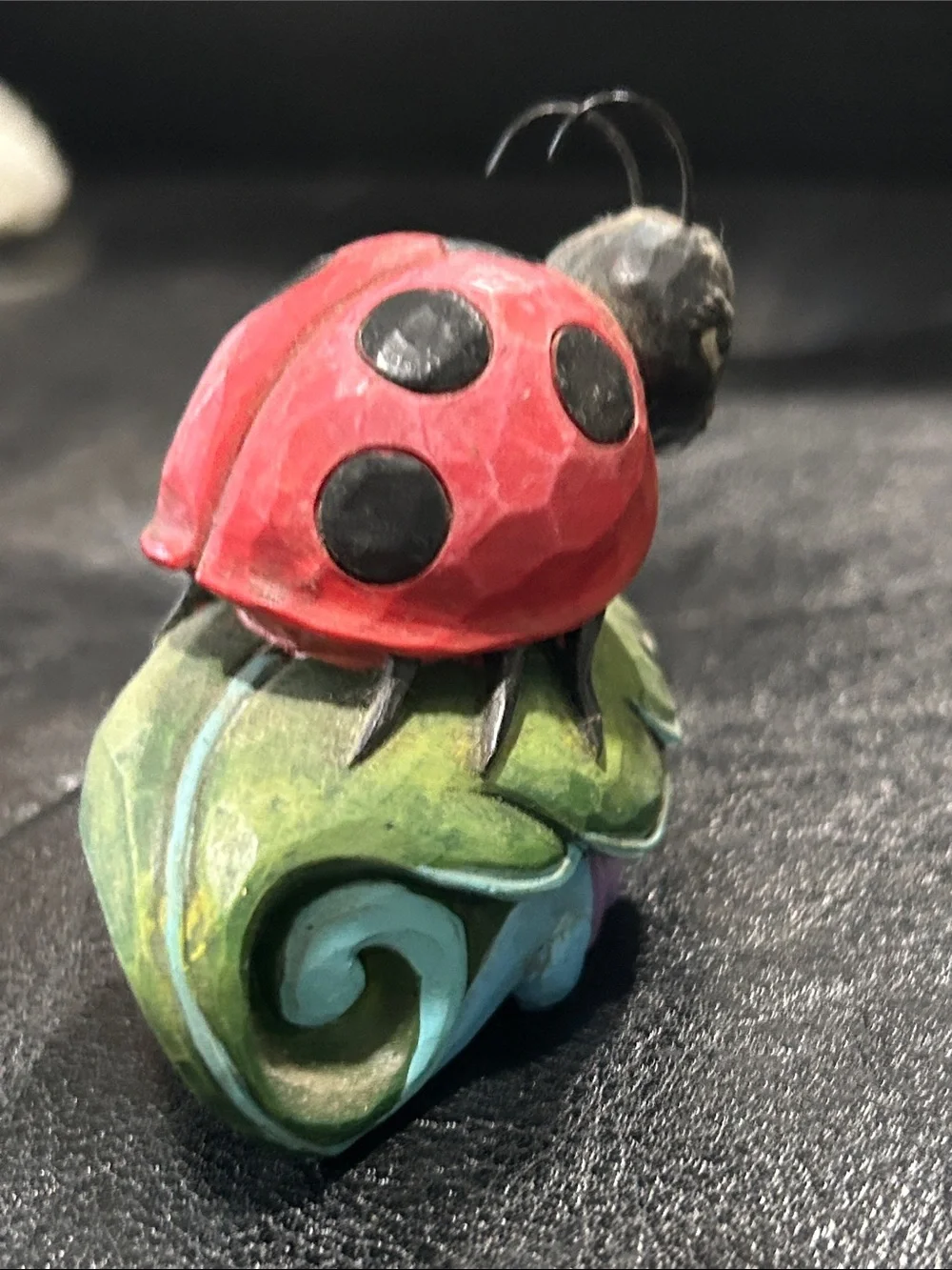 Jim Shore Red and Black Ladybug on Multicolor Leaf Figurine